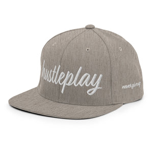 hustleplay.co Brand Classic Snapback Hat - Embroidered White Thread - Round Crown