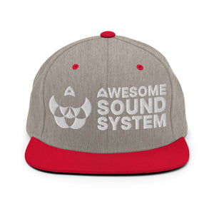 AWESOME SOUND SYSTEM BRAND Classic Snapback Hat - Embroidered White Thread - Round Crown