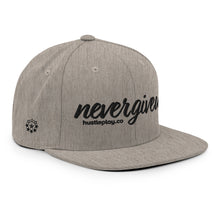 Load image into Gallery viewer, nevergiveup™ Branded Classic Snapback Hat - Embroidered Black Thread - Round Crown
