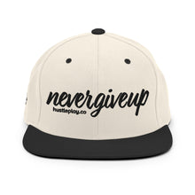 Load image into Gallery viewer, nevergiveup™ Branded Classic Snapback Hat - Embroidered Black Thread - Round Crown
