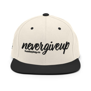 nevergiveup™ Branded Classic Snapback Hat - Embroidered Black Thread - Round Crown