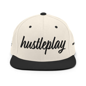 hustleplay.co Brand Classic Snapback Hat - Embroidered Black Thread - Round Crown