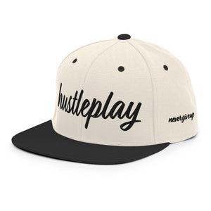 hustleplay.co Brand Classic Snapback Hat - Embroidered Black Thread - Round Crown