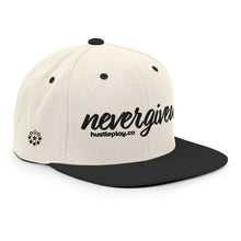 Load image into Gallery viewer, nevergiveup™ Branded Classic Snapback Hat - Embroidered Black Thread - Round Crown
