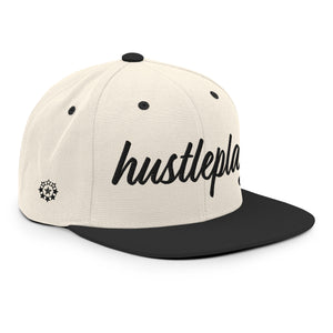 hustleplay.co Brand Classic Snapback Hat - Embroidered Black Thread - Round Crown