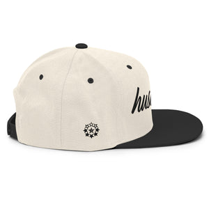 hustleplay.co Brand Classic Snapback Hat - Embroidered Black Thread - Round Crown