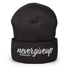 Load image into Gallery viewer, nevergiveup™ Branded Cuffed Beanie - Embroidered White Thread
