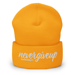 nevergiveup™ Branded Cuffed Beanie - Embroidered White Thread