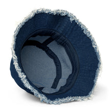 Load image into Gallery viewer, nevergiveup™ Branded Distressed Denim Bucket Hat - Embroidered White Thread
