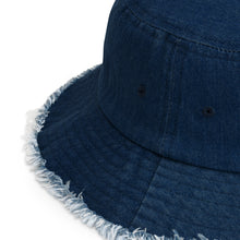 Load image into Gallery viewer, nevergiveup™ Branded Distressed Denim Bucket Hat - Embroidered White Thread
