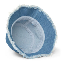 Load image into Gallery viewer, nevergiveup™ Branded Distressed Denim Bucket Hat - Embroidered White Thread
