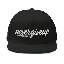 Load image into Gallery viewer, nevergiveup™ Branded Flat Bill Snapback Hat - Embroidered White Thread - Tapered Crown
