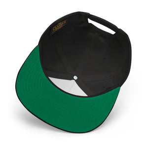 nevergiveup™ Branded Flat Bill Snapback Hat - Embroidered Black Thread - Tapered Crown