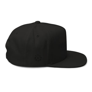 nevergiveup™ Branded Flat Bill Snapback Hat - Embroidered Black Thread - Tapered Crown