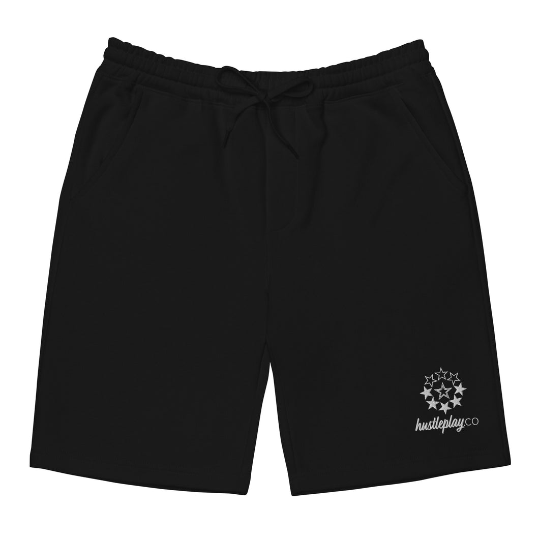 hustleplay.co Brand Logo Unisex Fleece Shorts - Embroidered White Thread