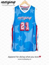 Load image into Gallery viewer, nevergiveup™ Branded Allstars Basketball Jersey - BIG TREE #4REAL 21 - JHS Rams Colorway
