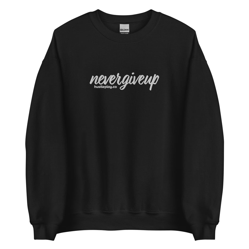 nevergiveup™ Branded Unisex Sweatshirt - Embroidered White Thread