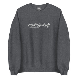 nevergiveup™ Branded Unisex Sweatshirt - Embroidered White Thread