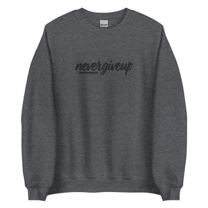 nevergiveup™ Branded Unisex Sweatshirt - Embroidered Black Thread