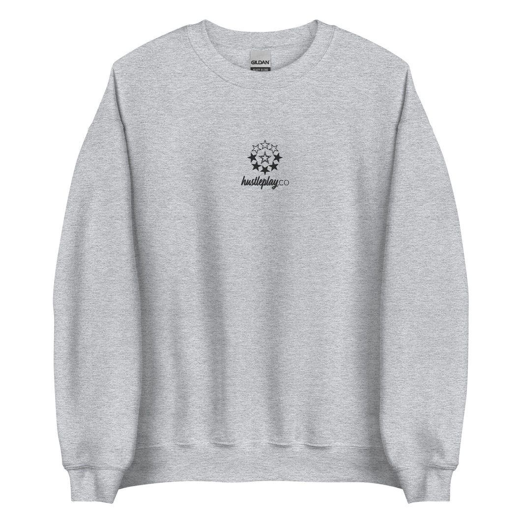 hustleplay.co Branded Logo Unisex Sweatshirt - Embroidered Black Thread