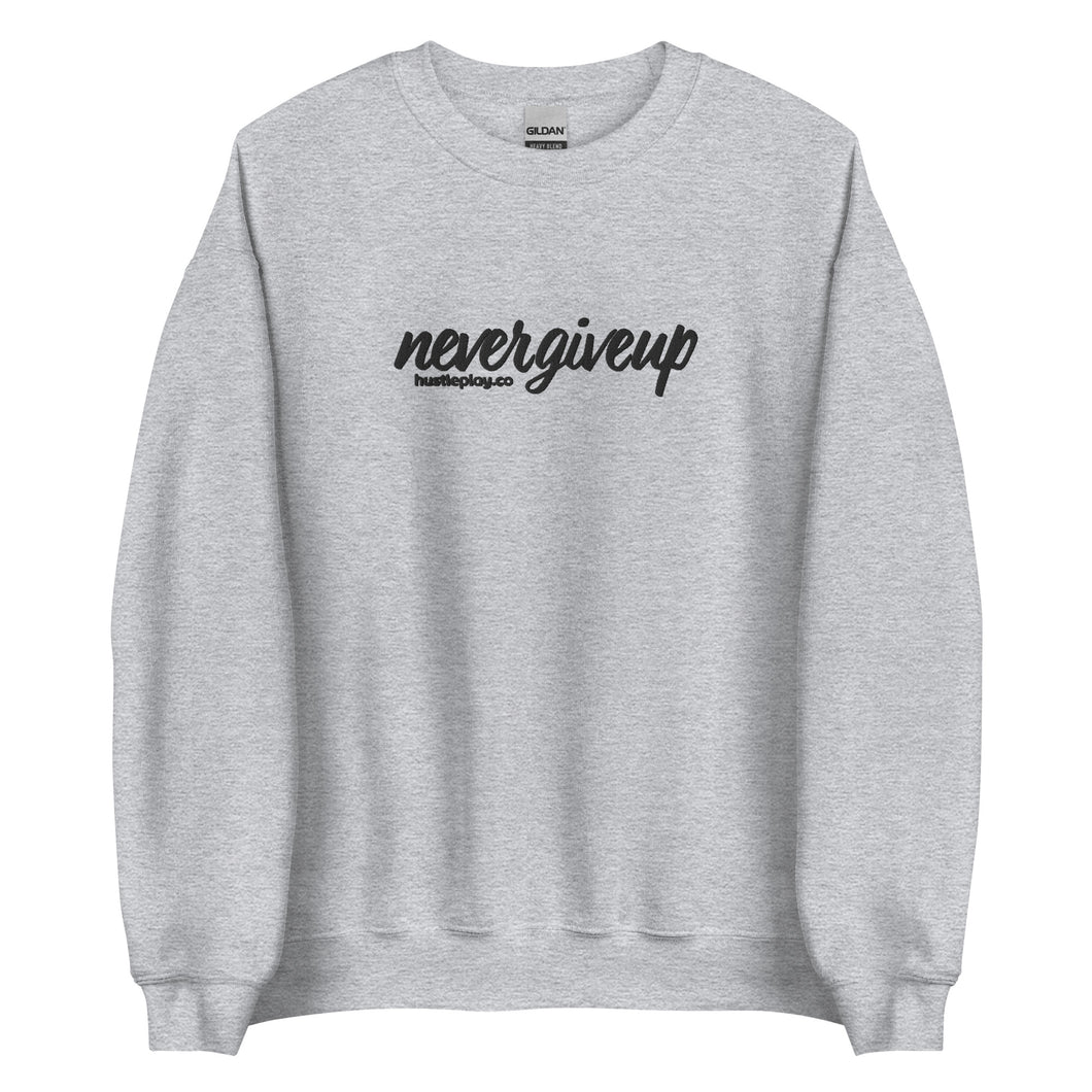 nevergiveup™ Branded Unisex Sweatshirt - Embroidered Black Thread