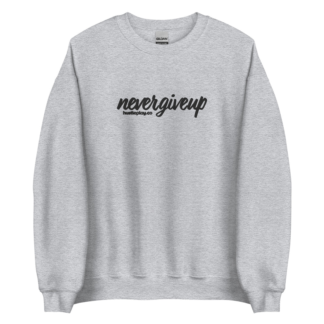 nevergiveup™ Branded Unisex Sweatshirt - Embroidered Black Thread