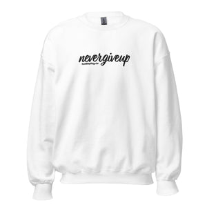 nevergiveup™ Branded Unisex Sweatshirt - Embroidered Black Thread