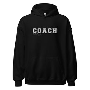 COACH™ Branded Unisex Pull Over Hoodie - Embroidered White Thread