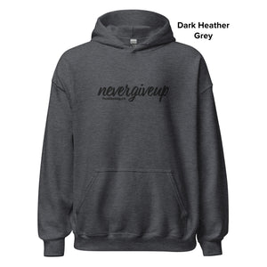 nevergiveup™ Branded Unisex Pull Over Hoodie - Embroidered Black Thread