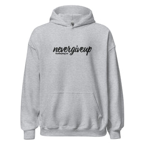 nevergiveup™ Branded Unisex Pull Over Hoodie - Embroidered Black Thread