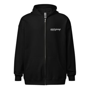 nevergiveup™ Branded Unisex Heavy Blend Zip Hoodie - Embroidered White Thread