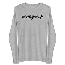 Load image into Gallery viewer, nevergiveup™ Branded Unisex Long Sleeve T-Shirt - Black Print
