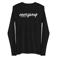 Load image into Gallery viewer, nevergiveup™ Branded Unisex Long Sleeve T-Shirt - White Print
