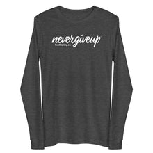 Load image into Gallery viewer, nevergiveup™ Branded Unisex Long Sleeve T-Shirt - White Print
