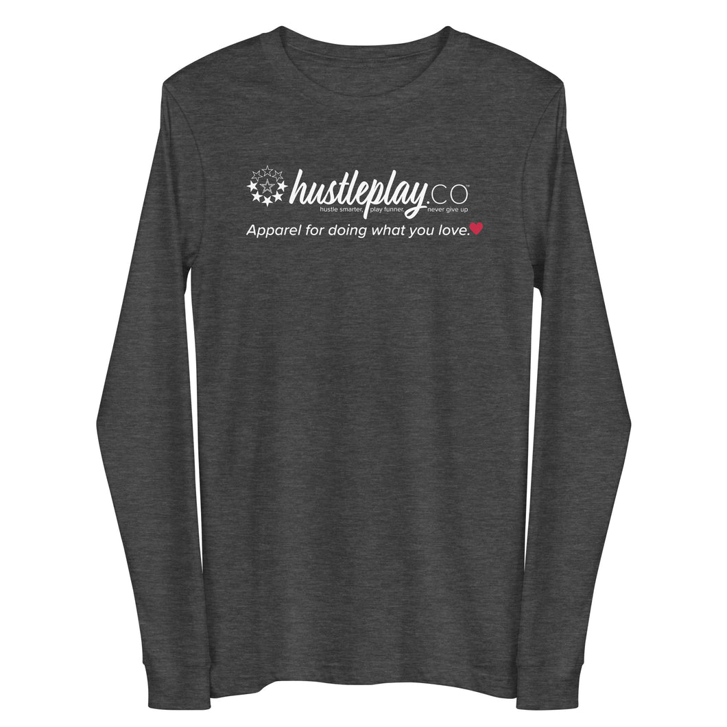 hustleplay.co Branded Unisex Long Sleeve T-Shirt - White Print