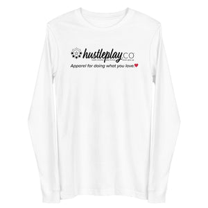 hustleplay.co Brand Logo Unisex Long Sleeve T-Shirt - Black Print