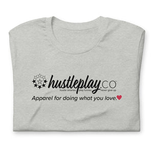 hustleplay.co Brand Logo Unisex Short Sleeve T-Shirt - Black Print