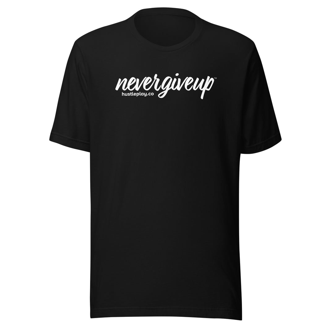 nevergiveup™ Branded Unisex Short Sleeve T-Shirt - White Print