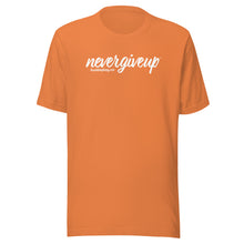 Load image into Gallery viewer, nevergiveup™ Branded Unisex Short Sleeve T-Shirt - White Print
