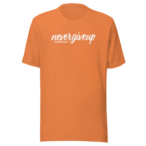 nevergiveup™ Branded Unisex Short Sleeve T-Shirt - White Print