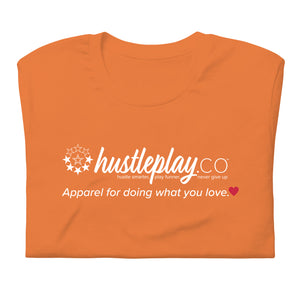 hustleplay.co Brand Logo Unisex Short Sleeve T-Shirt - White Print