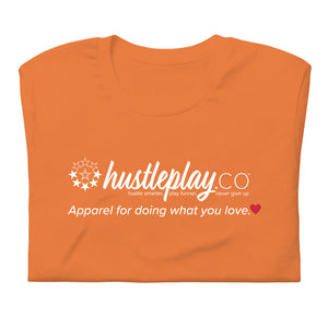 hustleplay.co Branded Unisex Short Sleeve T-Shirt - White Print