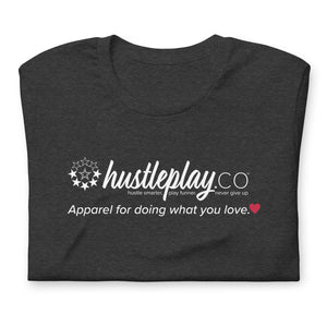 hustleplay.co Branded Unisex Short Sleeve T-Shirt - White Print
