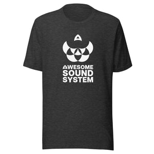 AWESOME SOUND SYSTEM BRAND LOGO Unisex Short Sleeve T-Shirt - White Print