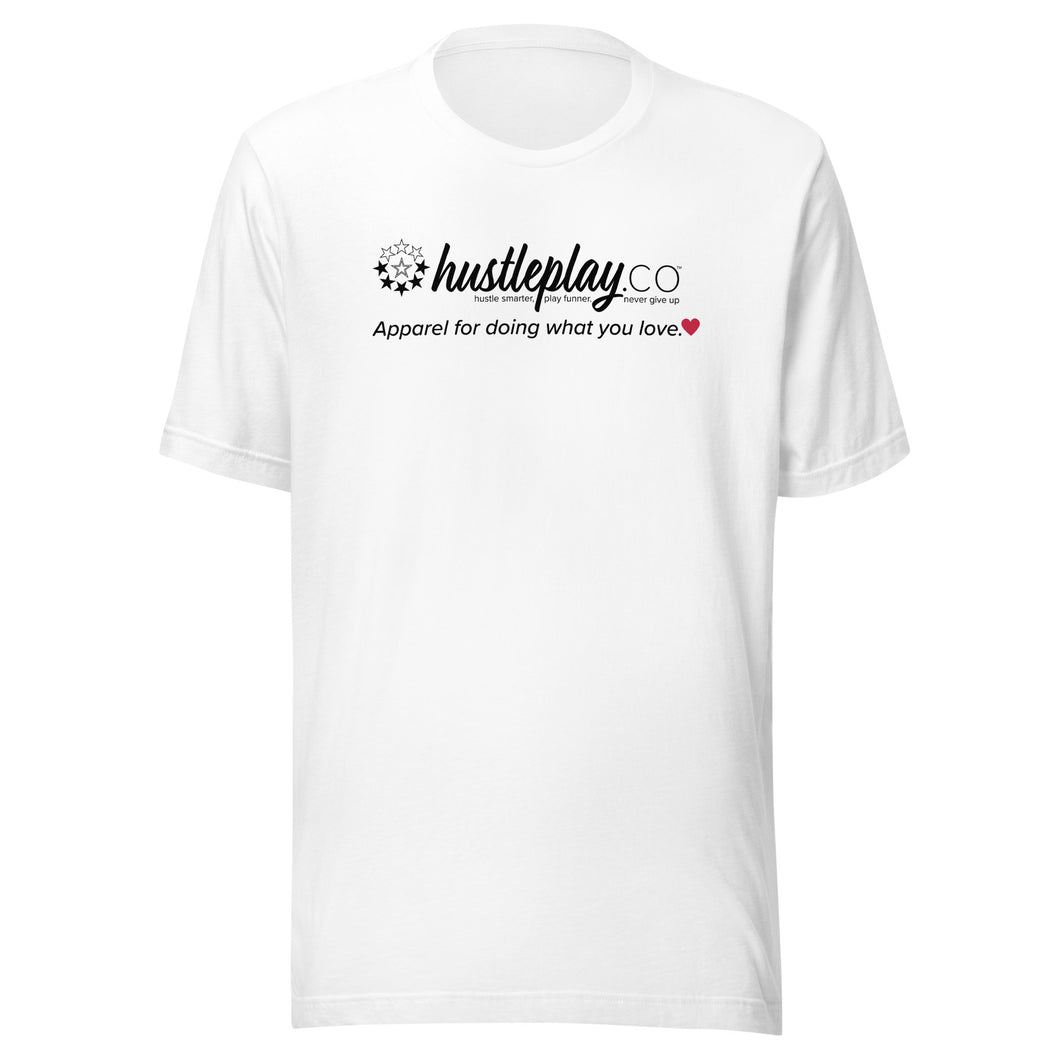 hustleplay.co Branded Unisex Short Sleeve T-Shirt - Black Print
