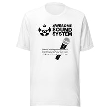 Load image into Gallery viewer, AWESOME SOUND SYSTEM A Voice Strong and True Unisex Short Sleeve T-Shirt - Black Print
