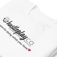 Load image into Gallery viewer, hustleplay.co Branded Unisex Short Sleeve T-Shirt - Black Print
