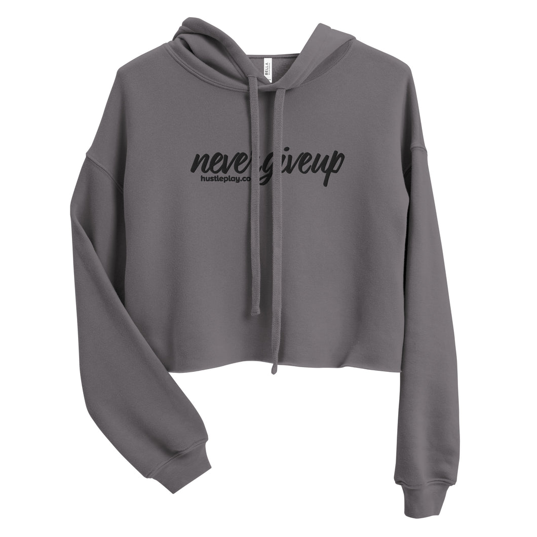 nevergiveup™ Branded Cropped Hoodie - Embroidered Black Thread