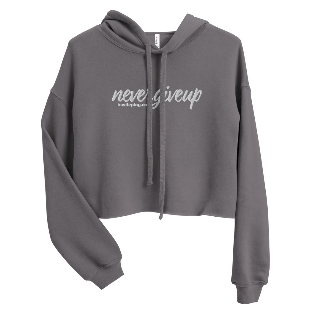 nevergiveup™ Branded Cropped Hoodie - Embroidered White Thread
